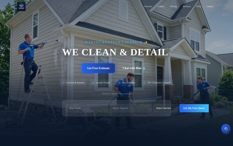 Bluegrass Sparkle Squad website — homepage preview